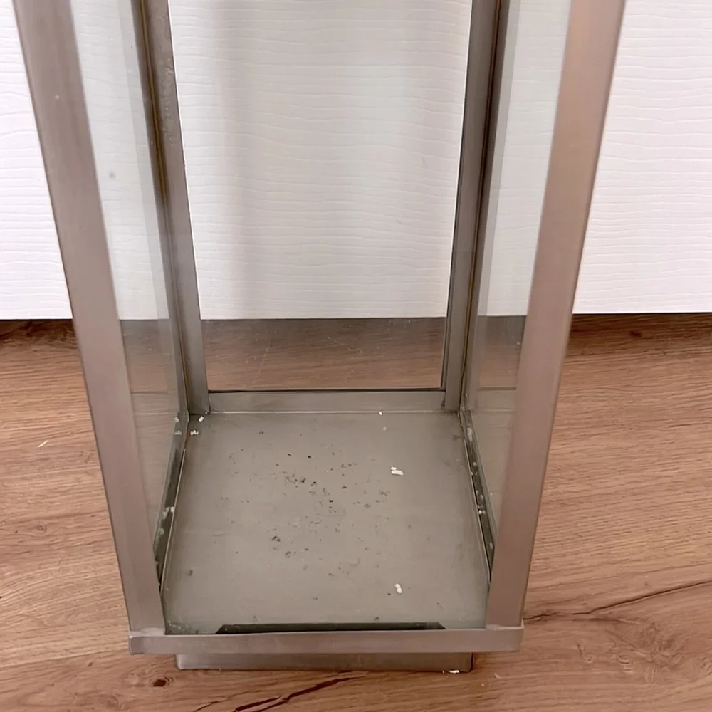 West Elm Modern Candle Lantern Glass & Metal EUC